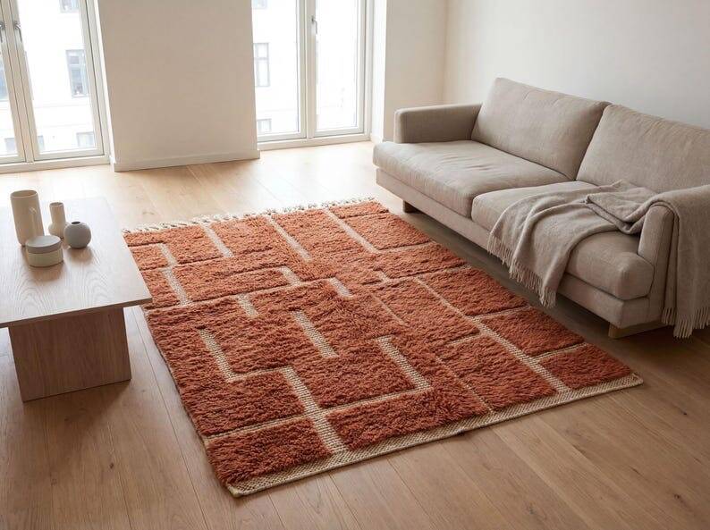 Traditional handmade Berber rug in pure wool, size 1.4/2.6 m.