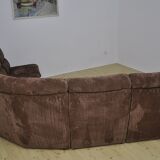 Brown corduroy modular sofa, 70s