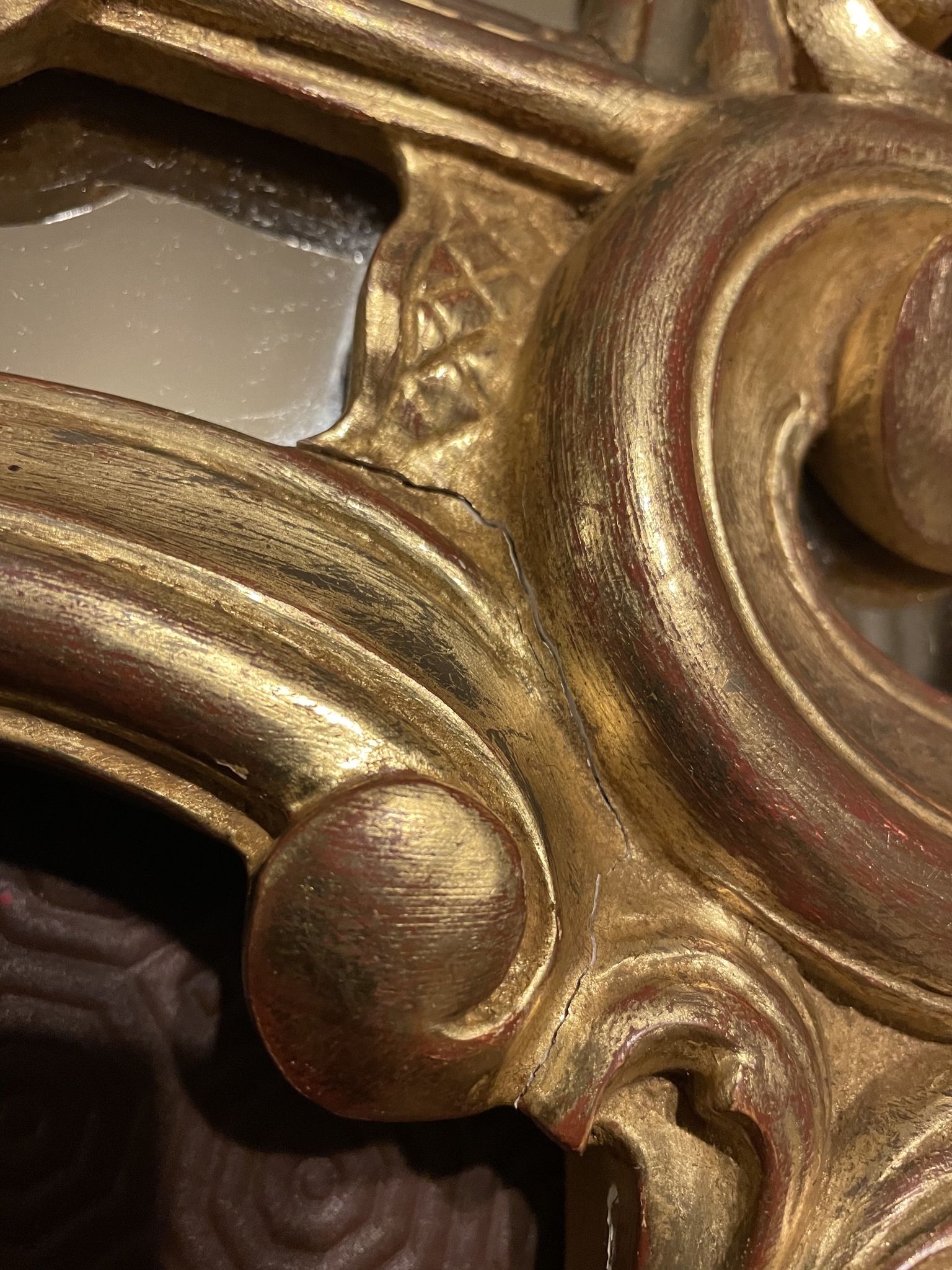 20th century gilded wooden mirror with bezels h120 x l71