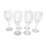 6 engraved crystal wine glasses