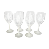 6 verres à vin en cristal gravé