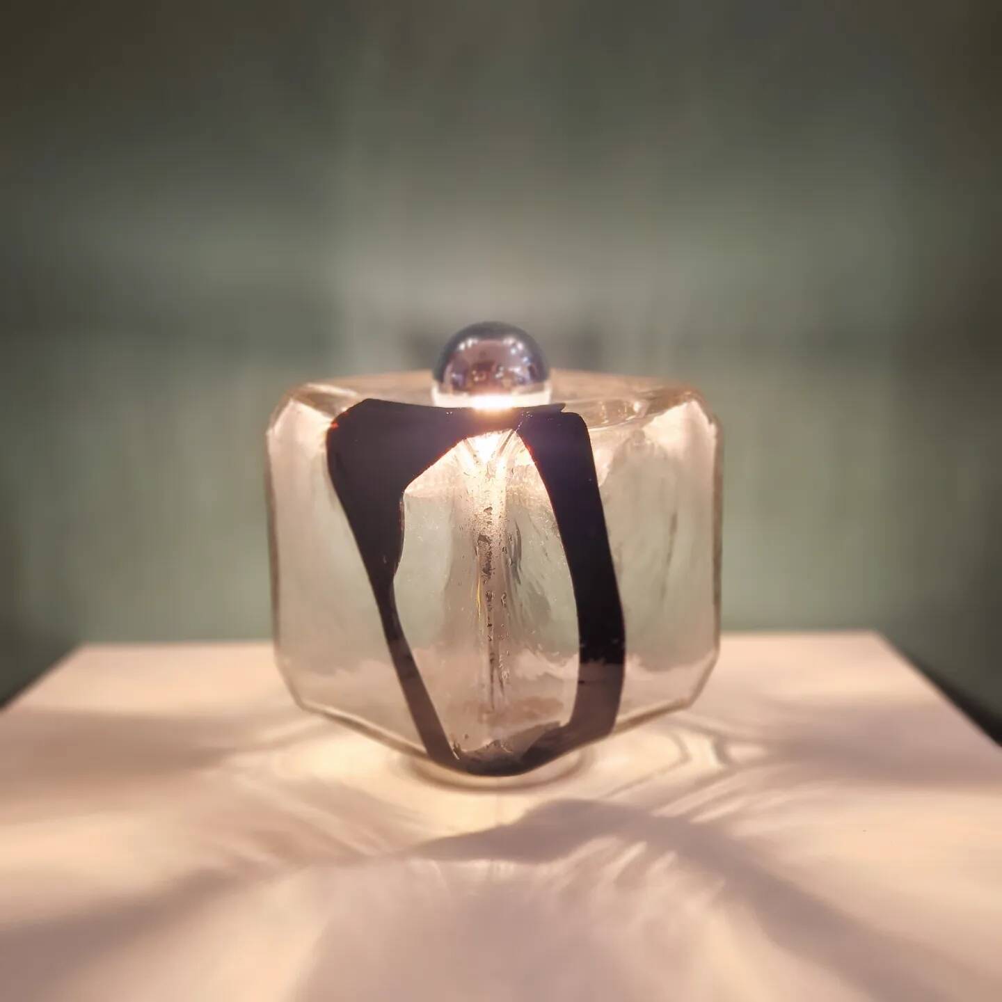 Murano glass and chrome metal table lamp from the 70s Italy