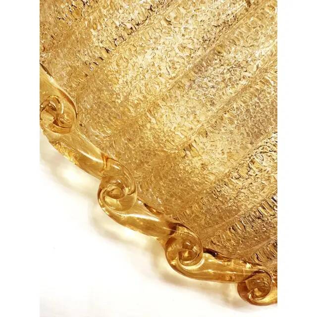 Venetian Amber Graniglia Budino Murano Glass Flush Mount by Simoeng