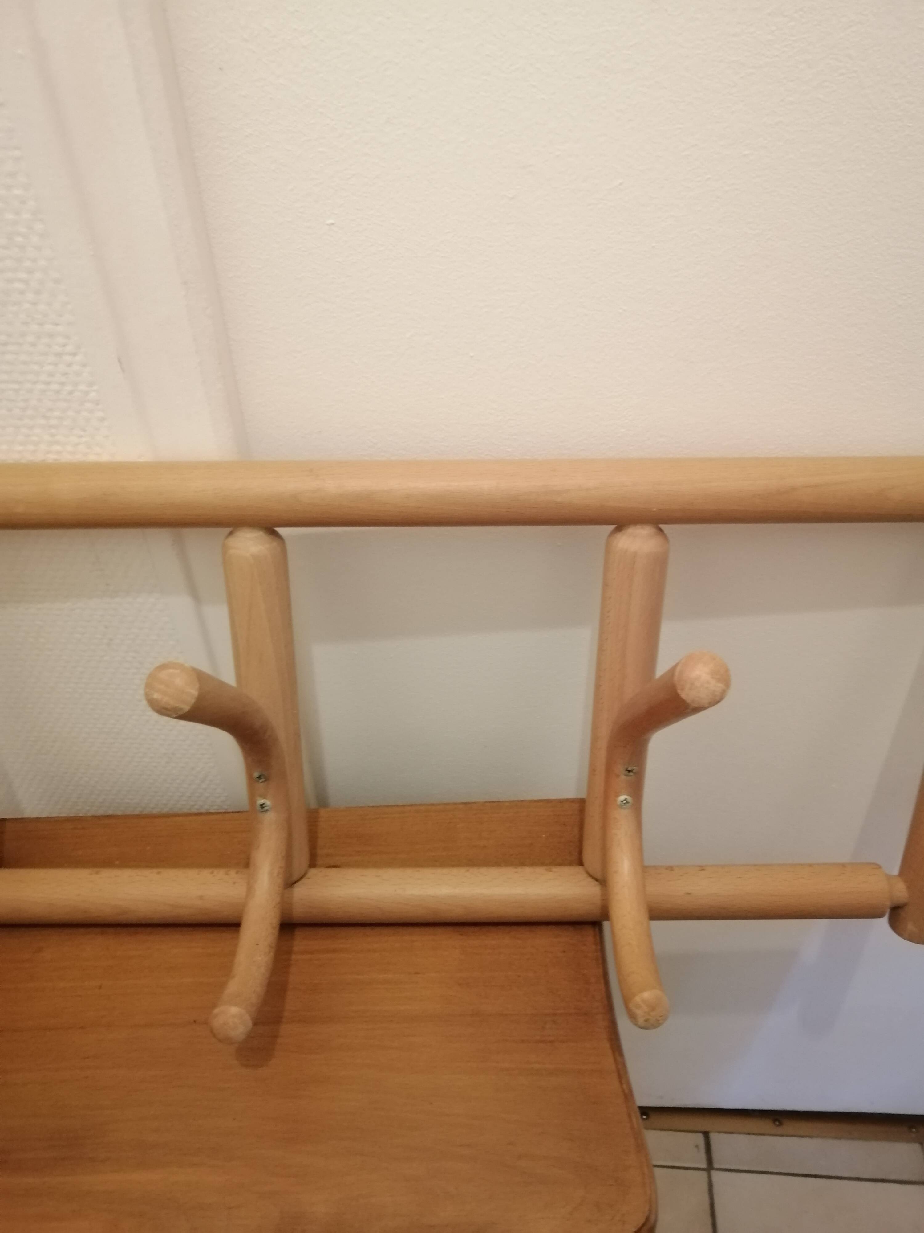 Vintage curved wood wall coat rack by ton cechoslovakia 1980