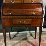 Louis XVI style cylinder desk inlaid