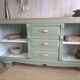 Renovated antique sideboard - blue-green, cane work and oak top