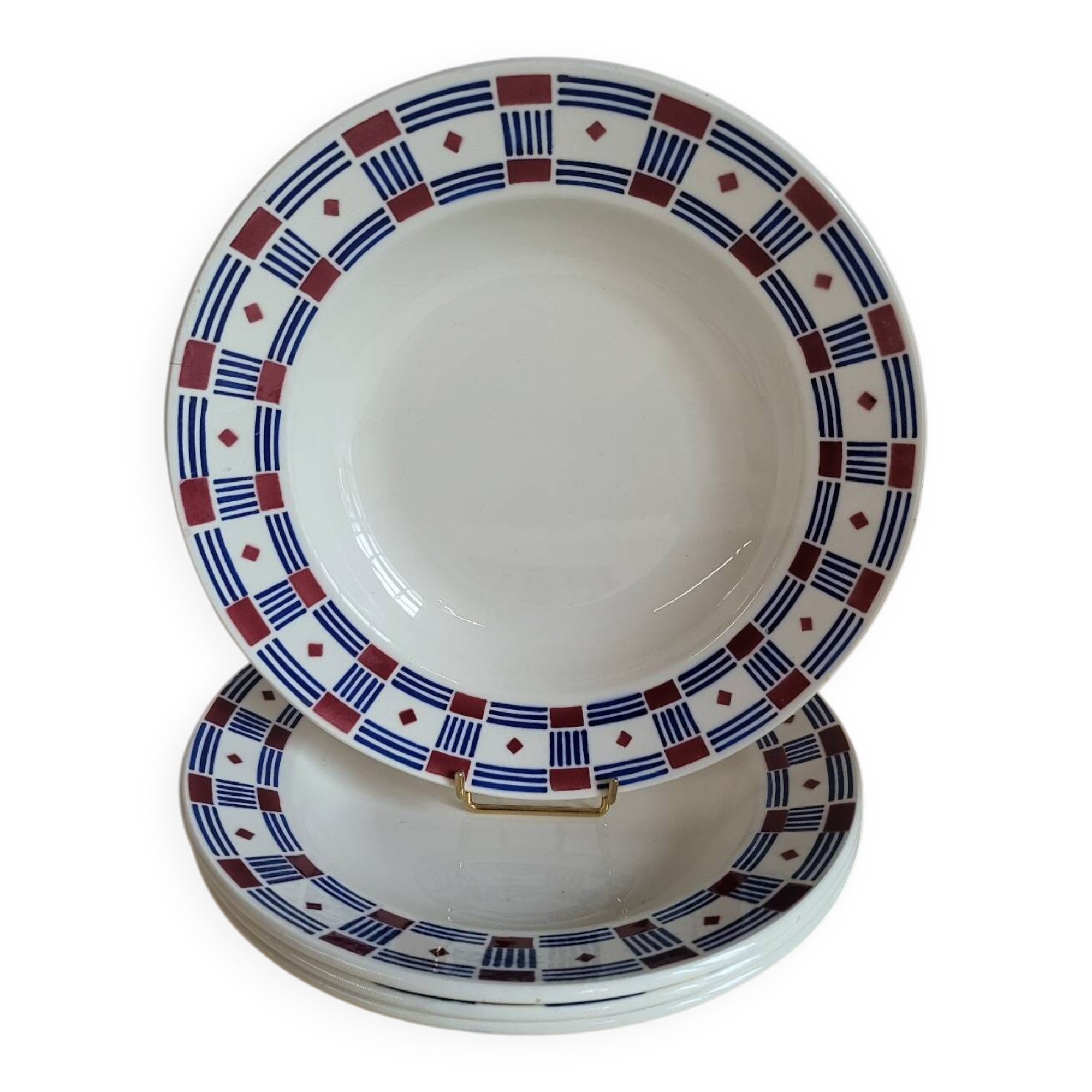 Set of 4 Vincennes earthenware soup plates, Paris.