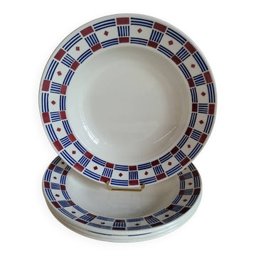 Ensemble de 4 Assiettes Creuses en faïence Vincennes VF Paris