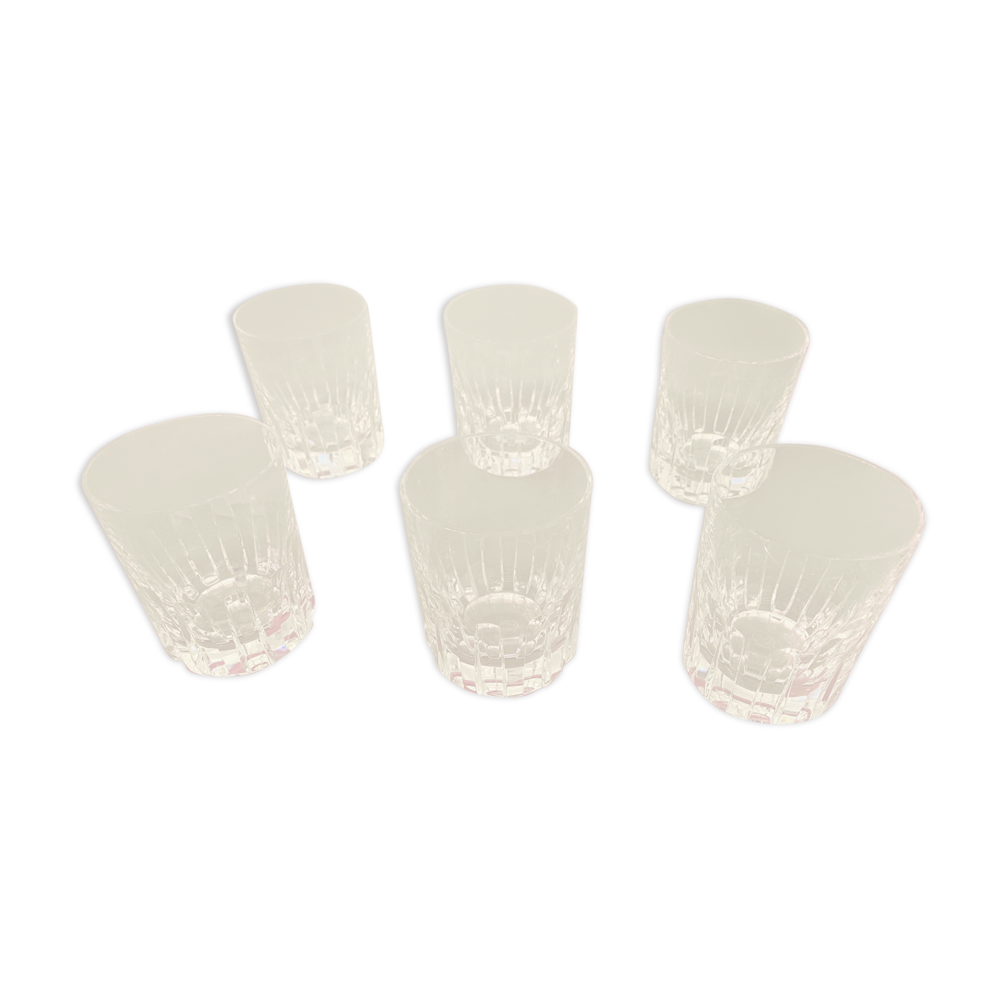 6 crystal whiskey glasses from Baccarat, Rotary model.