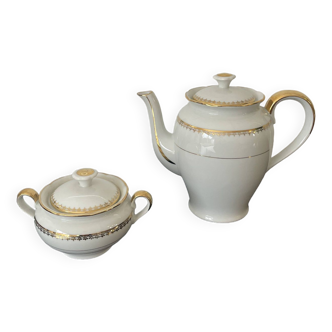 Limoges porcelain teapot and sugar bowl