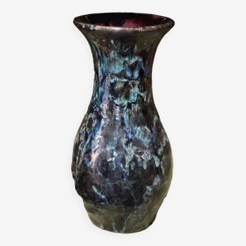 Enameled stoneware vase