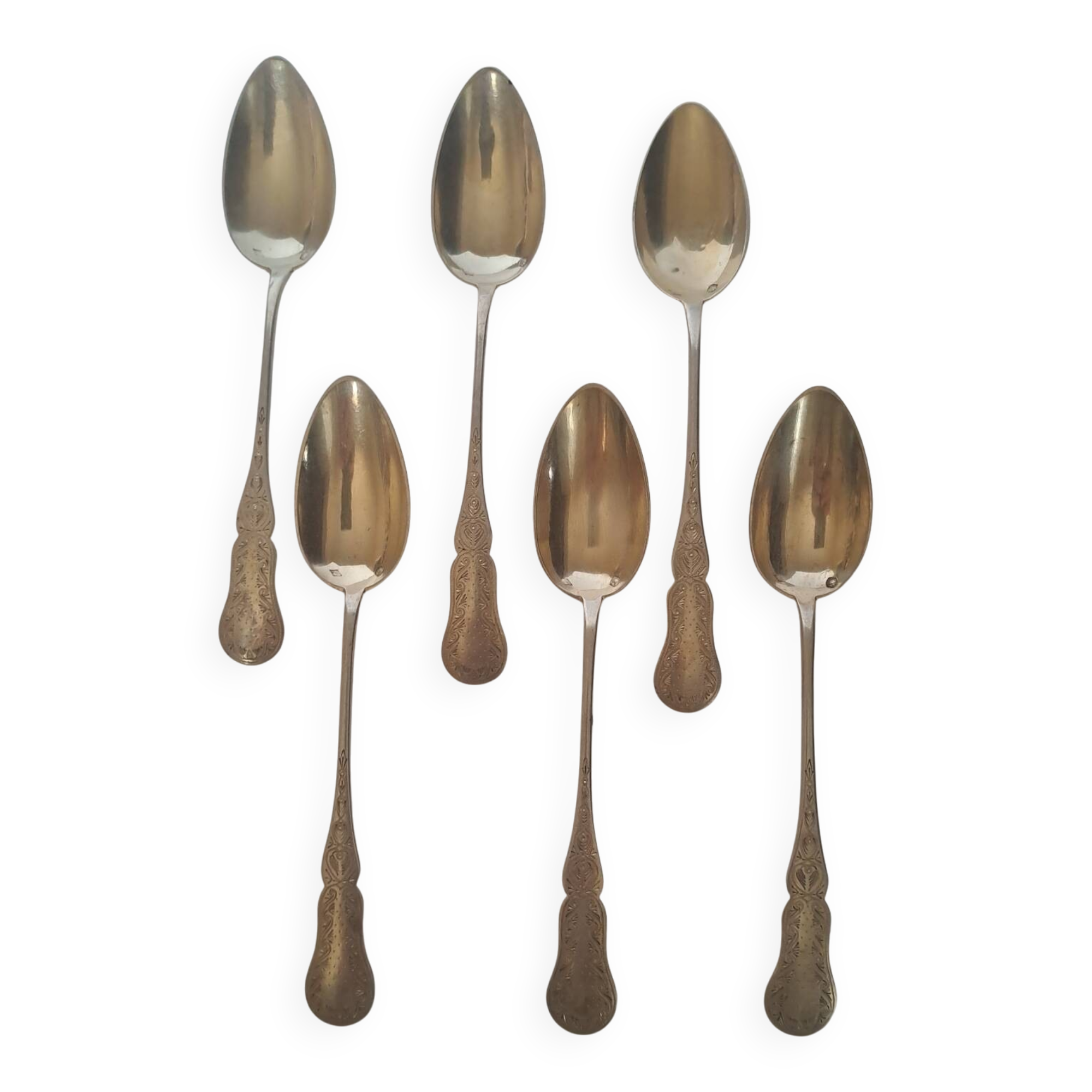 6 small solid silver teaspoons Minerva