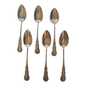 6 small solid silver teaspoons Minerva