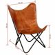 Handmade leather butterfly chair, modern lounge seating.