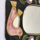 Mirror earthenware flowers and bird of Francis Lembo of the 1970s décor