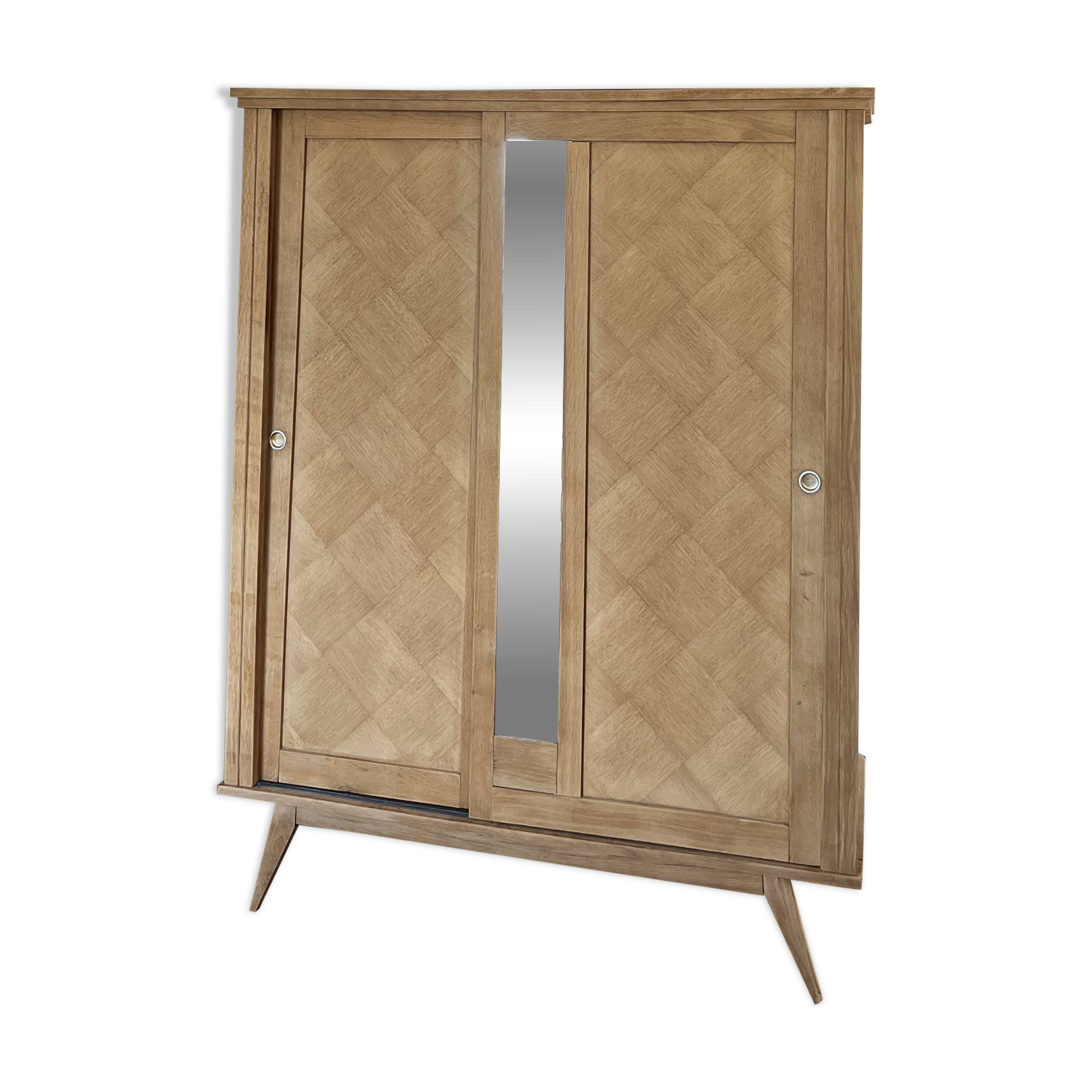 Armoire penderie vintage des années 60 en chêne brut
