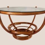 Rattan and smoked glass coffee table 1970