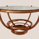 Table basse rotin et verre fumé 1970
