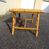 Table basse en rotin vintage an 60