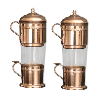 coffee glasses, tea or infusion with silver stall filter