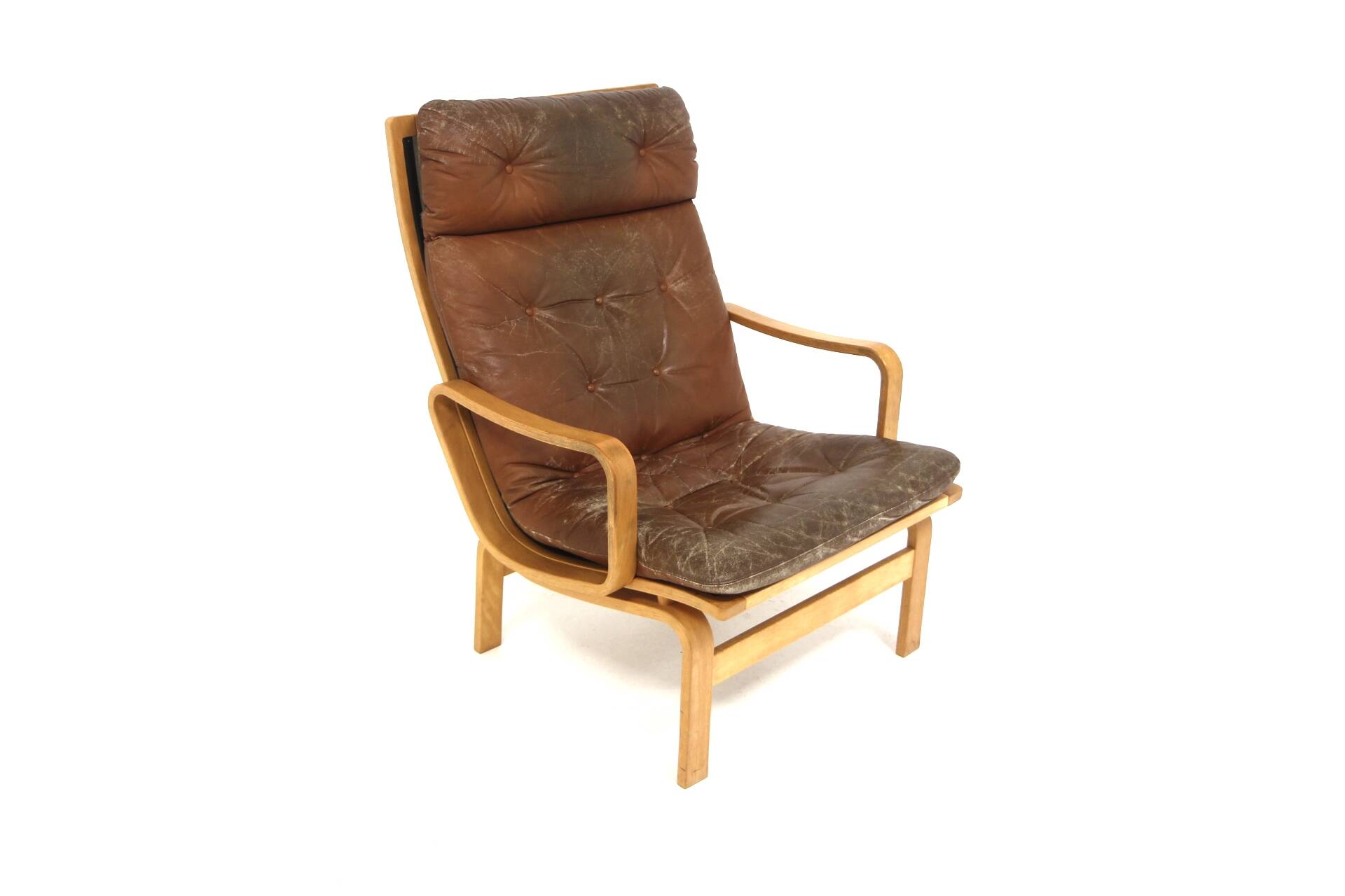 Scandinavian leather armchair, Karl-Erik Ekselius, JOC Vetlanda, Sweden, 1960