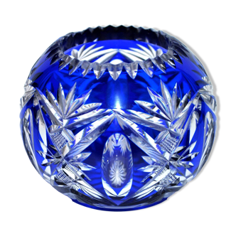 Vase, photophore en cristal overlay bleu