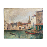 Old painting seen from Martigues dating from 1886, HSC signed