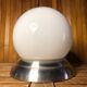 Ancienne applique opaline blanc + support céramique & contour alu vintage #a508