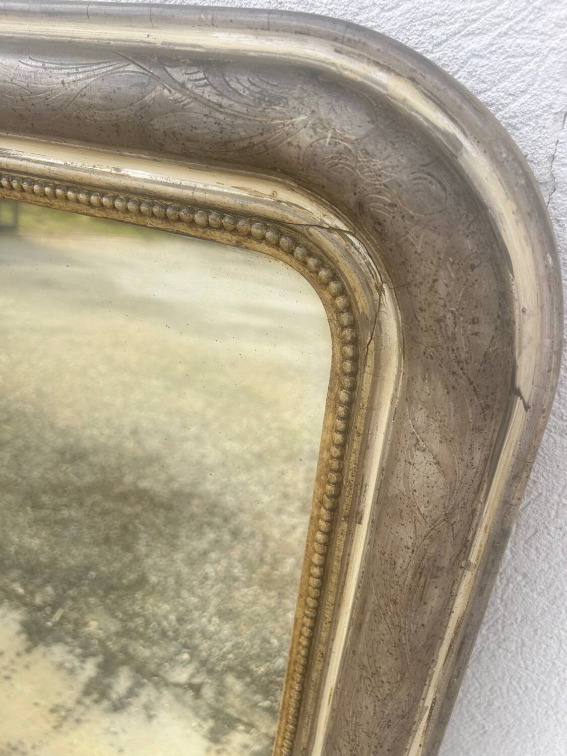 Louis-Philippe 19th century silvered wood mirror