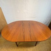 Table à manger ronde extensible en teck rétro des années 1960-1970 par Nathan