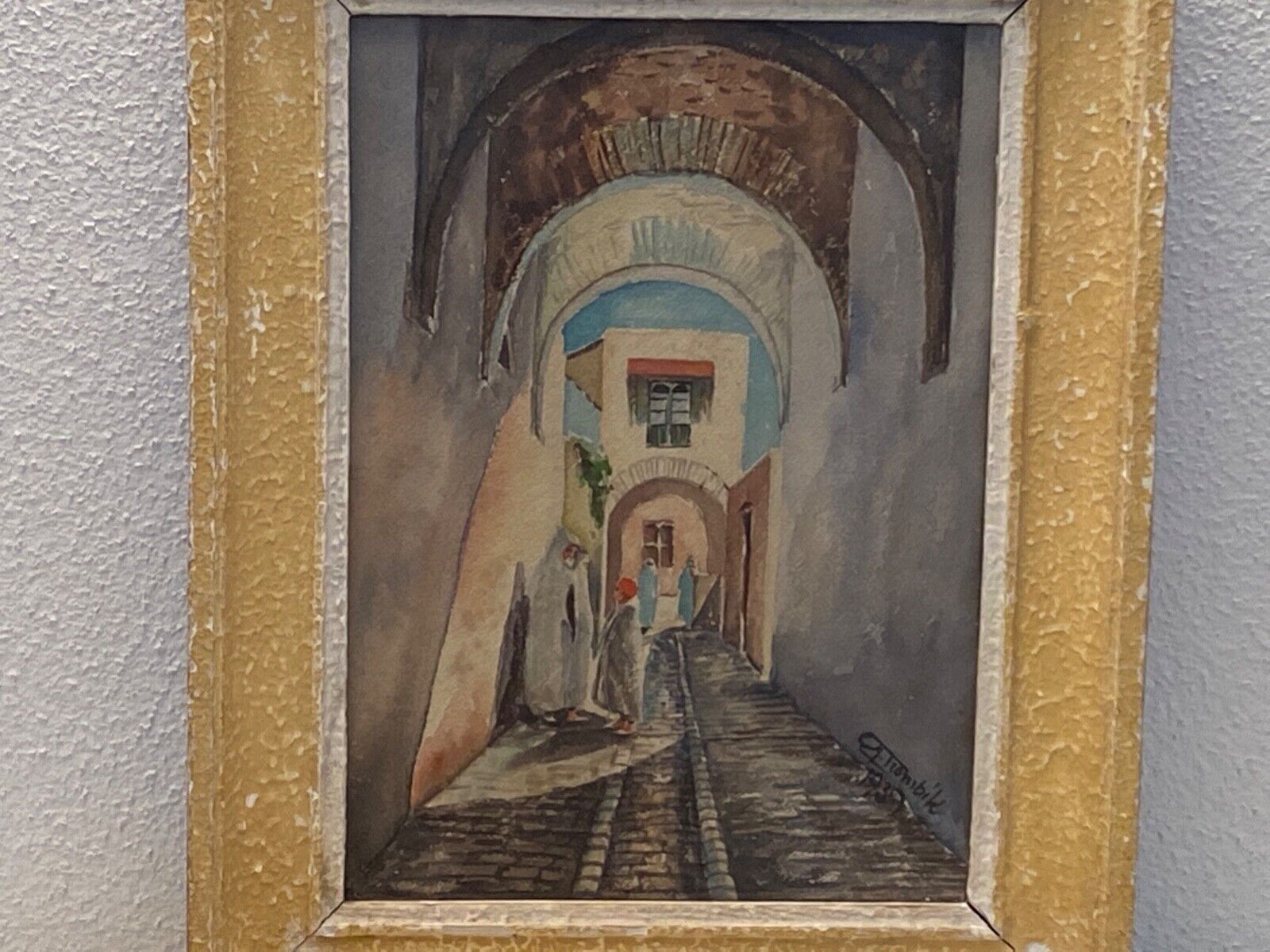 Orientalist painting watercolor tunisia north africa g-trombik 1939