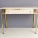 Postmodern pale pink formica and brass console with wall mirror, italy