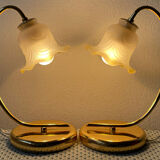 Pair of vintage 80s flower lamps