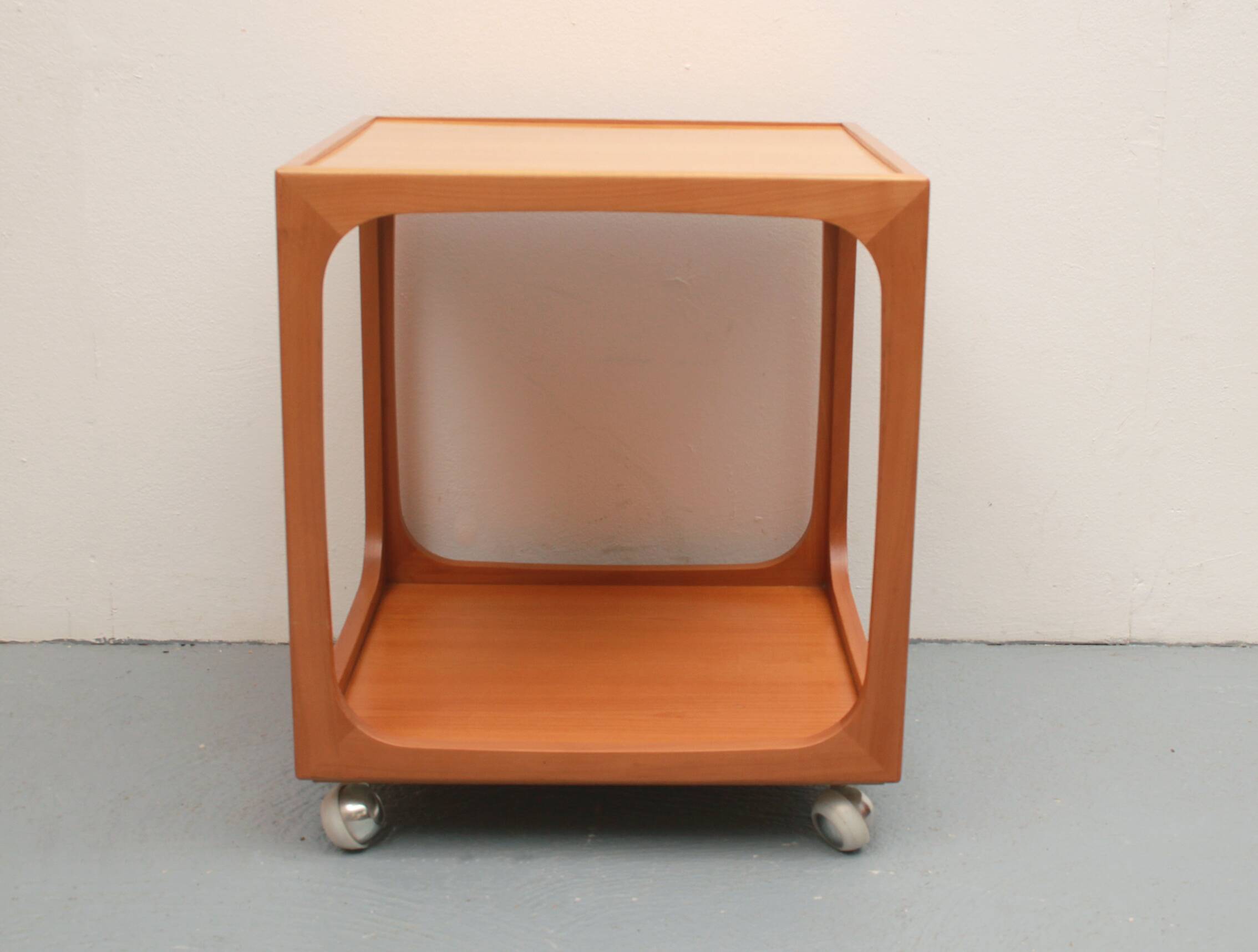 1960s sidetable cube in cherrywood, Wilhelm Renz