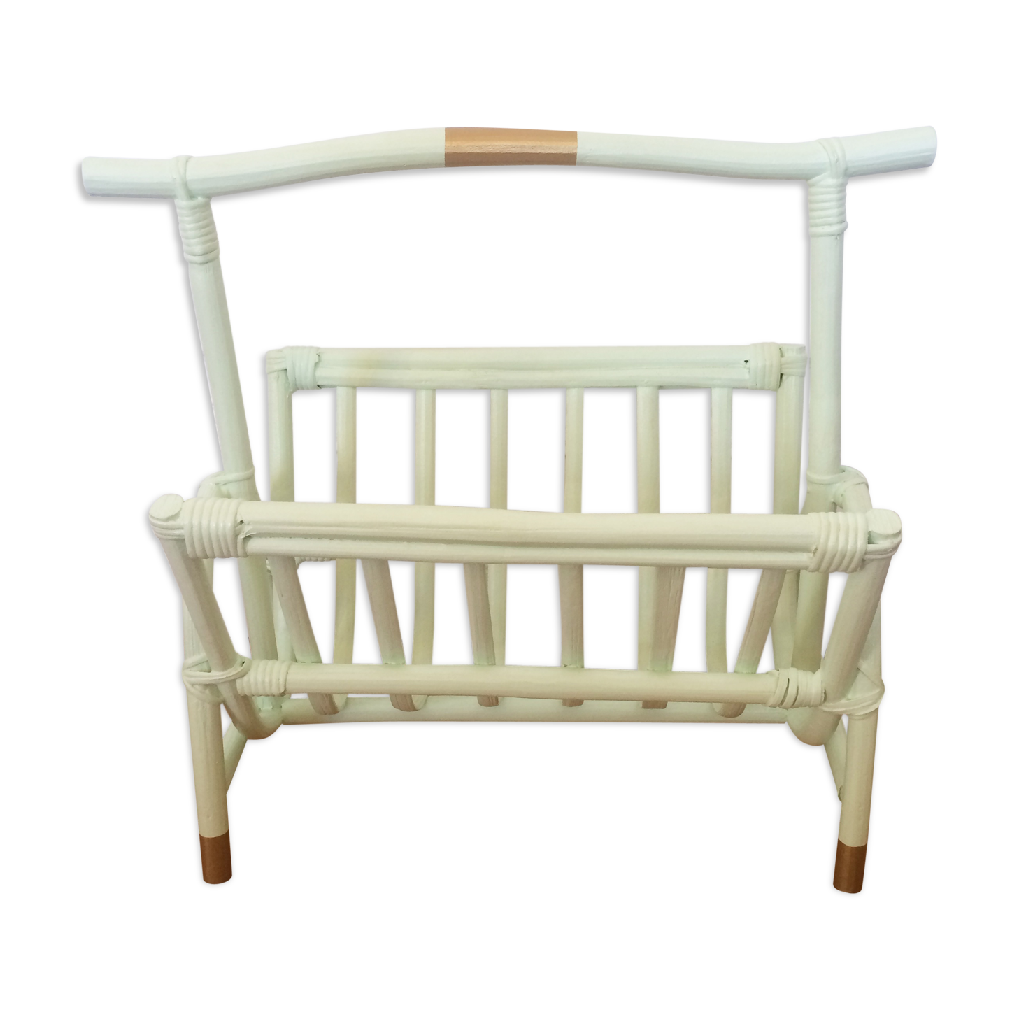 Magazine rack Wicker 'Mint & Gold'