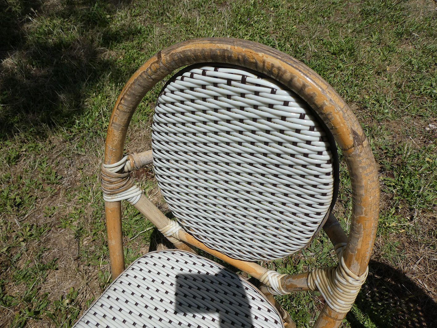 Lot of 4 chairs bistro terrace "Parisian" rattan and braiding