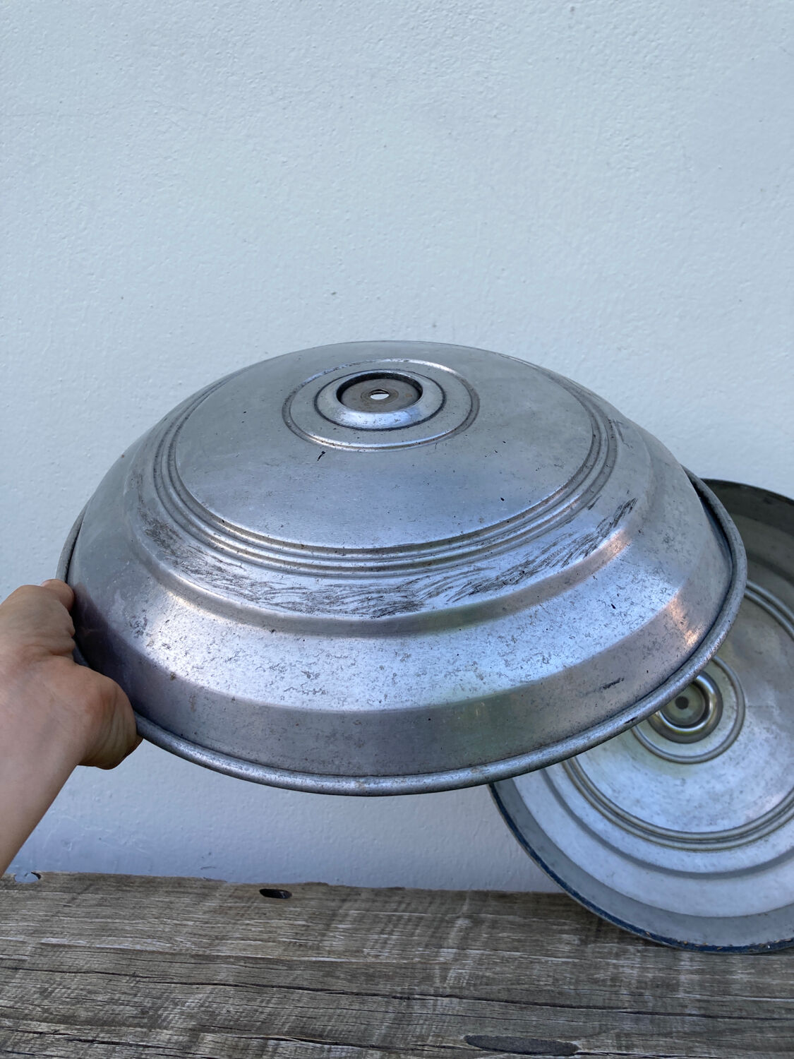 Pair of industrial pendant lamp JT in gray metal / vintage luminaire