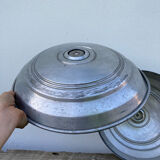 Pair of industrial pendant lamp JT in gray metal / vintage luminaire