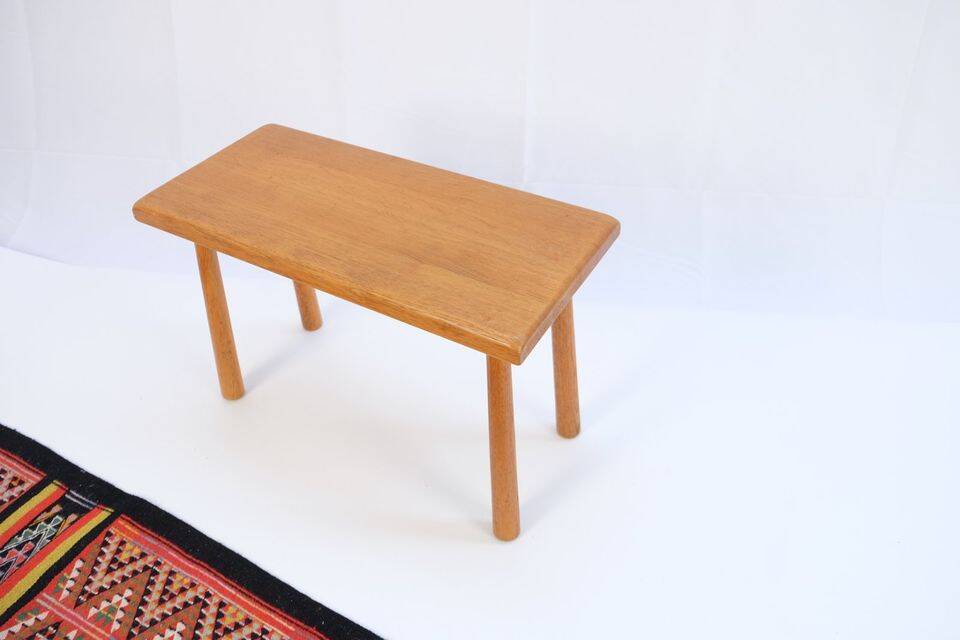 Stool/side table in 60s/70s style, oak, retro vintage
