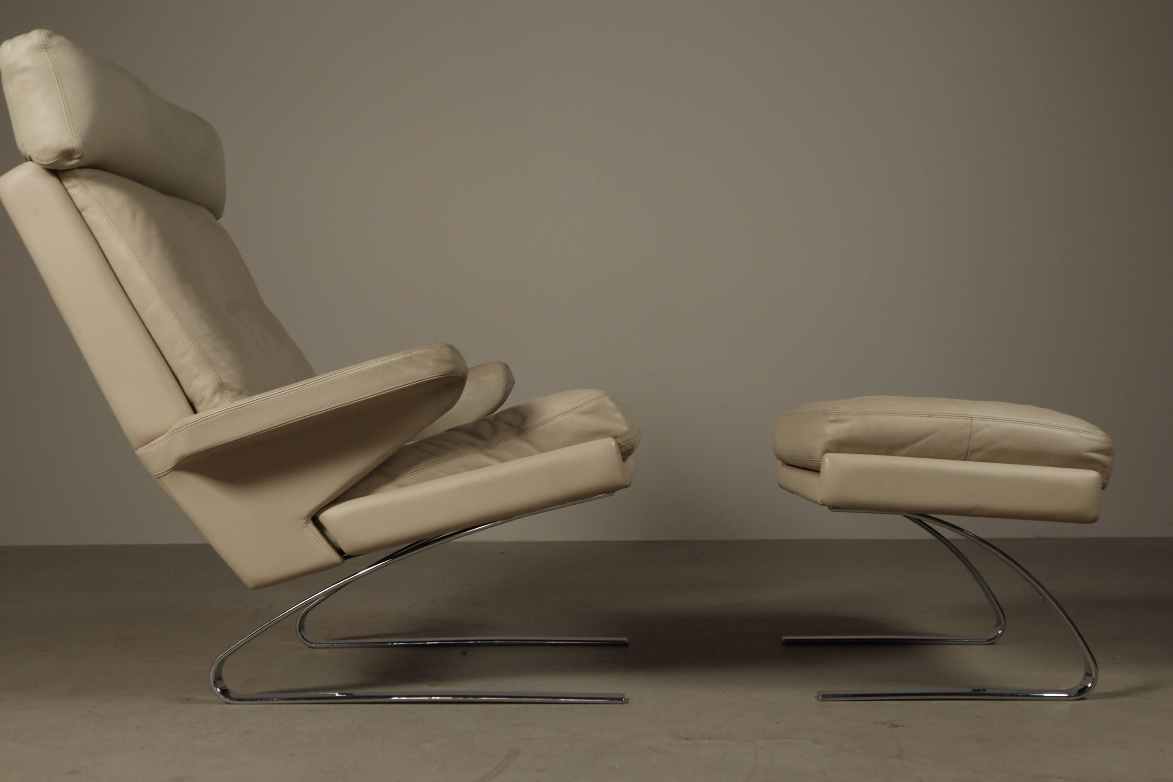 Leather "Swing" lounge chair with ottoman for COR Germany, 1960's