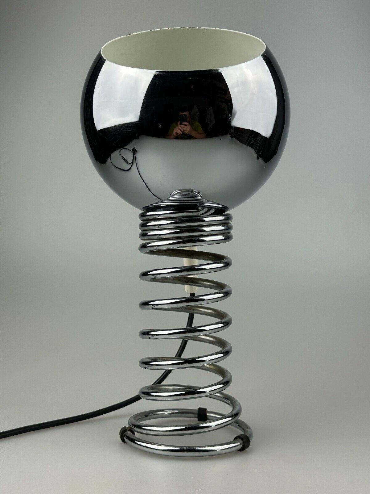60s 70s table lamp ball lamp spring chrome metal space age design