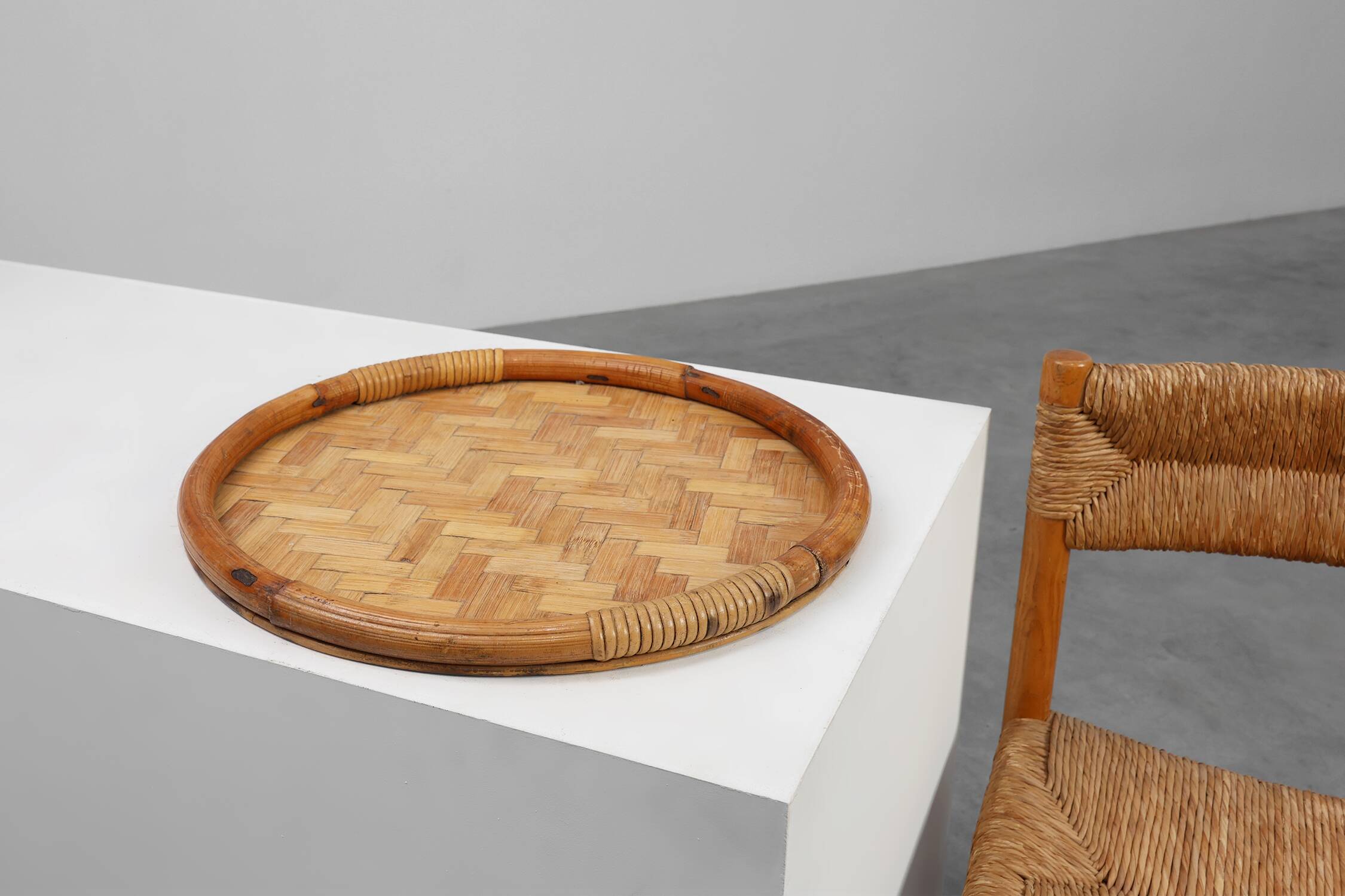 Mid-century bamboo serving tray, France 1960s