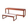 Teak mid-century slatted bench & coffee table