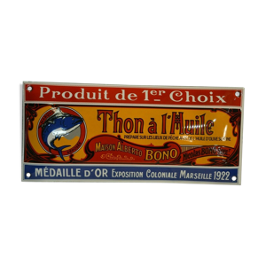 Plaque émaillée thon à l'huile