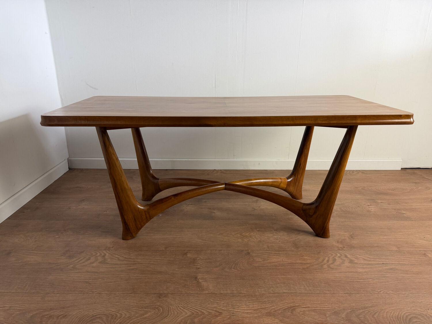 Vintage wooden coffee table – sculptural base