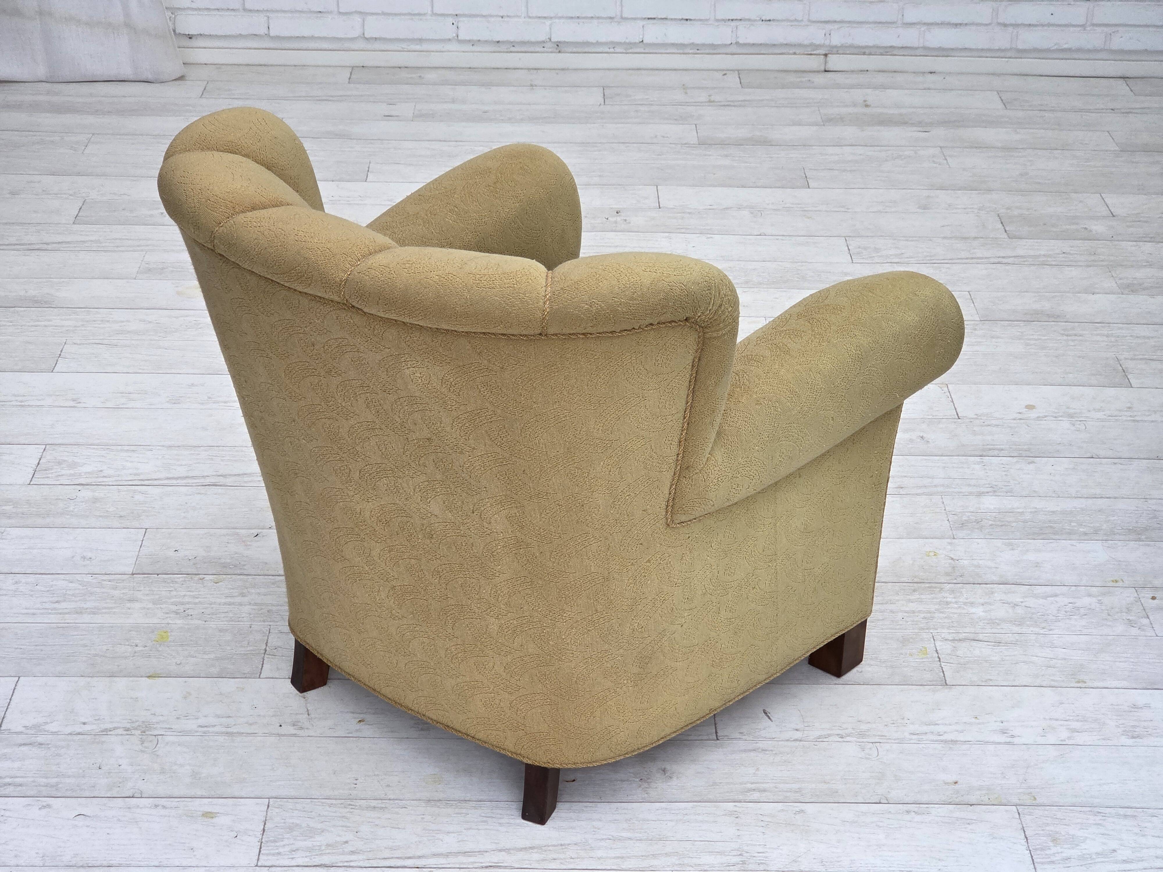 1960s, Danish relax chair, original light green furniture wool.