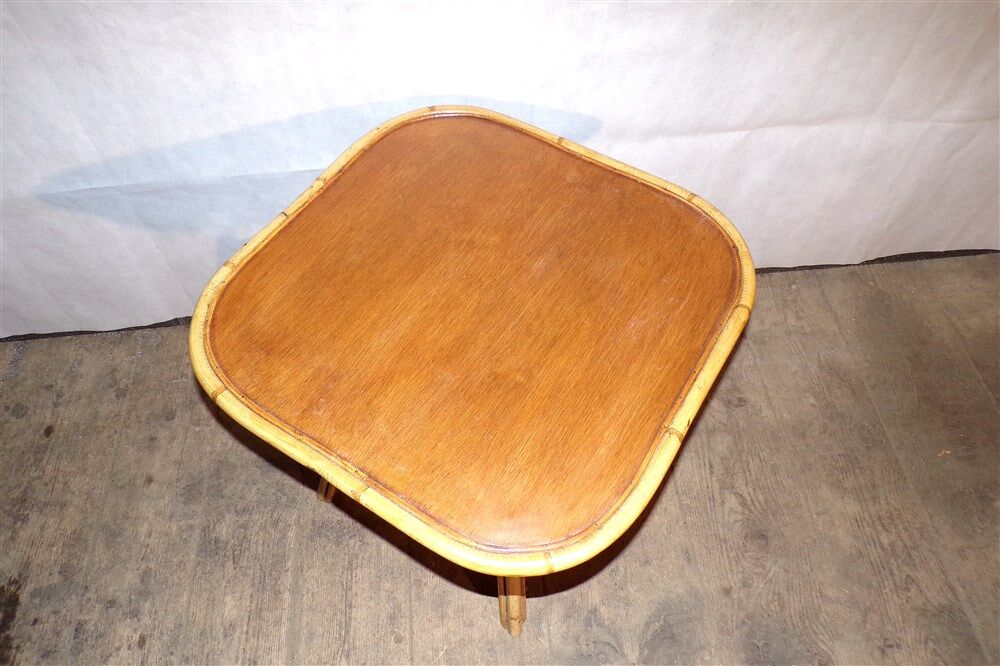 Vintage wicker rattan lounge coffee table