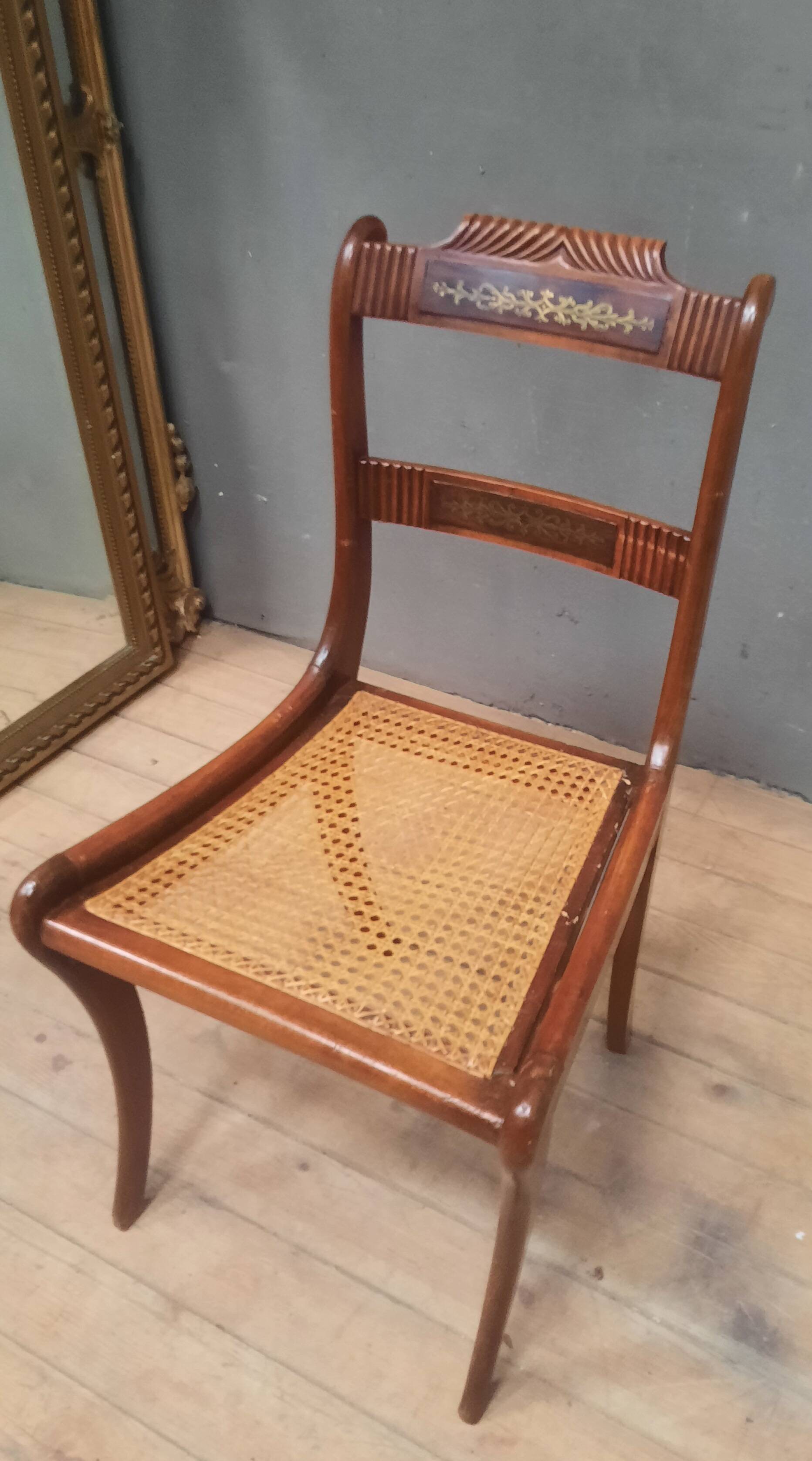 Caned chair from the nineteenth century.