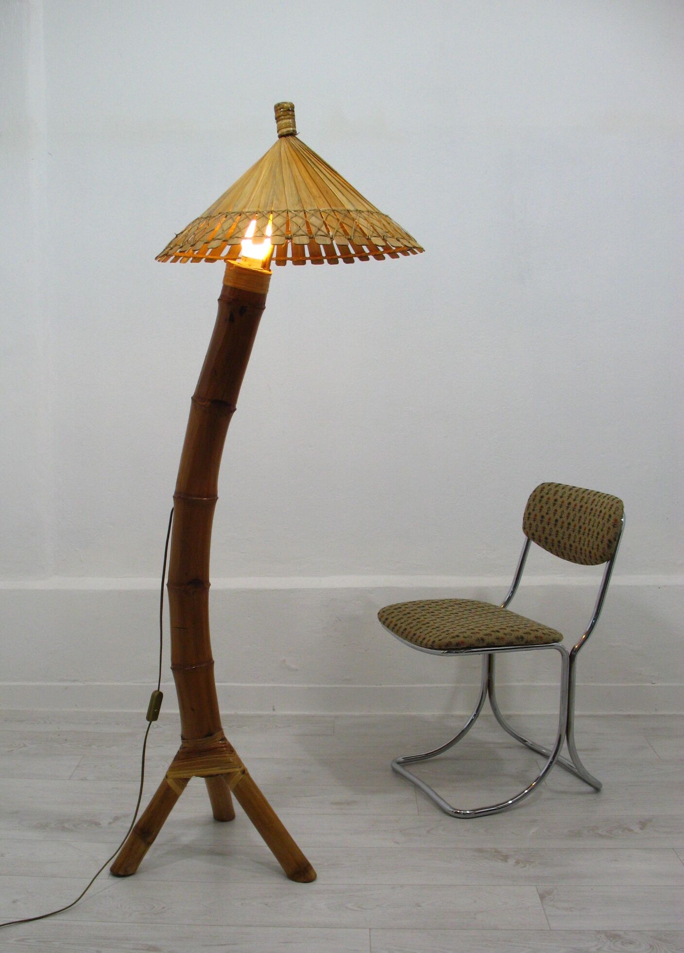 Lampadaire en bambou, années 1950