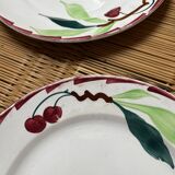 6 vintage flat plates Moulin des loups cherry patterns